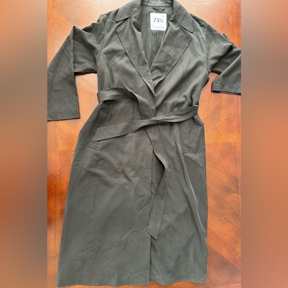 ZARA LONG COAT WITH BELT SIZE XS - Picture 1 of 10